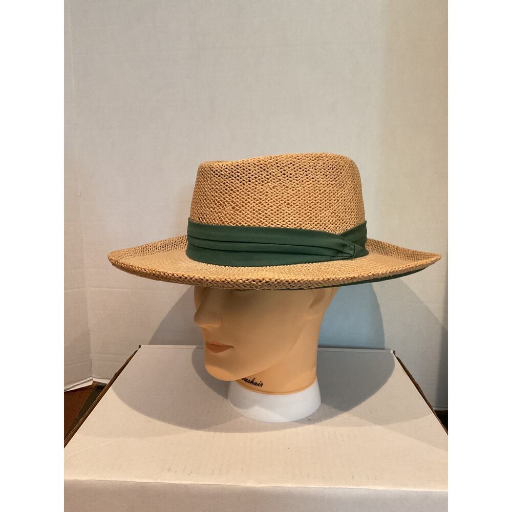 Summer Club- Straw Panama hat with green hat band - one size - Picture 10 of 12
